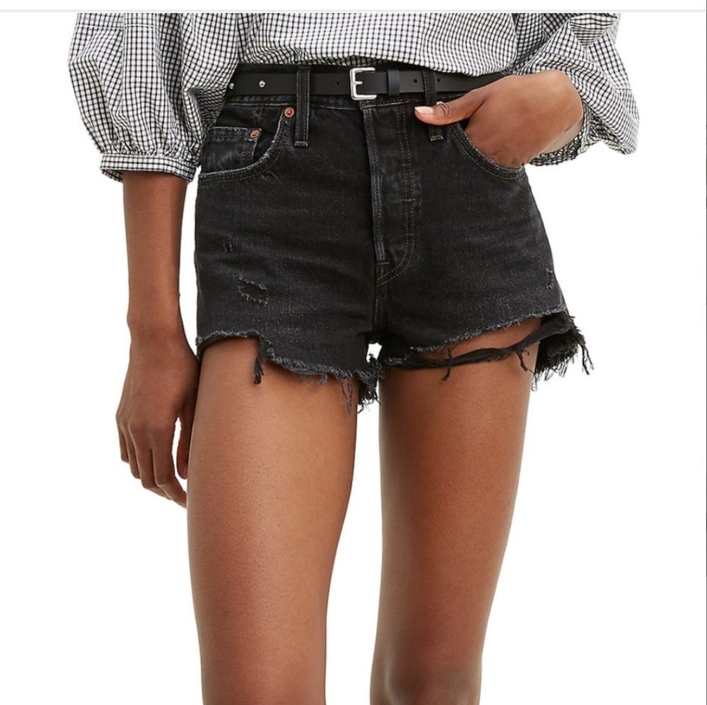 Levi's 501 Orginal Cut Off Denim Shorts in Black Size 31